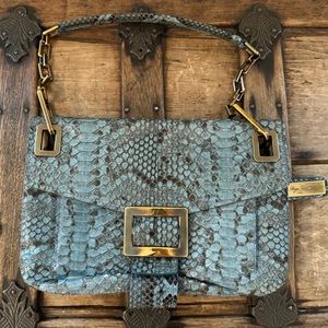 Roger Vivier Metro Handbag in Blue Python